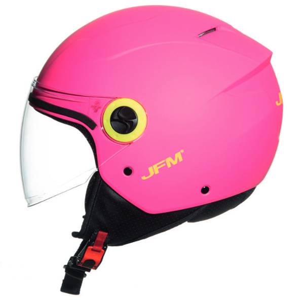 CASCO DEMIJET JFM Con Visiera lunga ROSA OPACO cover GIALLO
