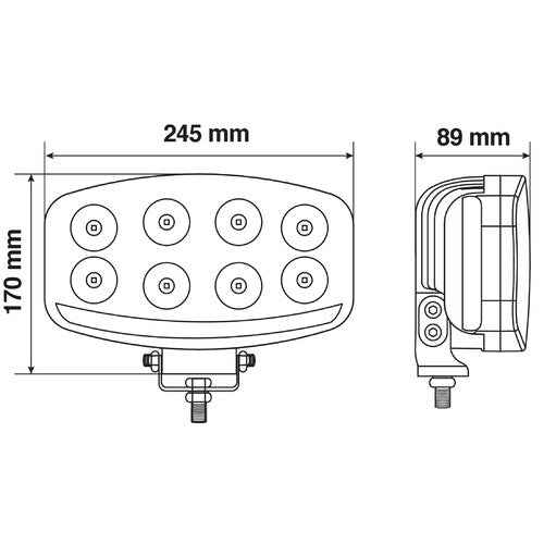 Pluton Nix, faro di profondità LED con luce di posizione - 12/24V - 245x140 mm