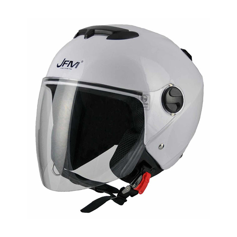 CASCO DEMIJET JFM Con Visiera Lunga BIANCO LUCIDO