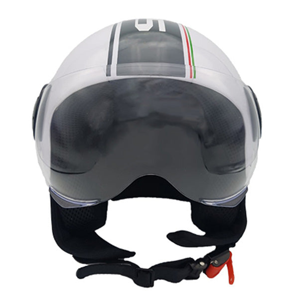 CASCO DEMIJET JFM Con Visiera elicotterista BIANCO LUCIDO