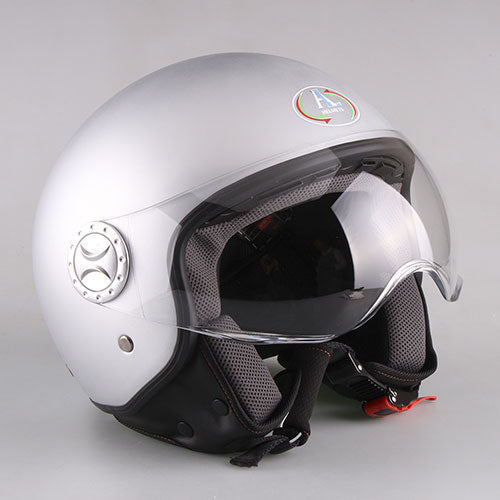 CASCO DEMI-JET VISIERA ELICOTTERISTA SILVER OPACO