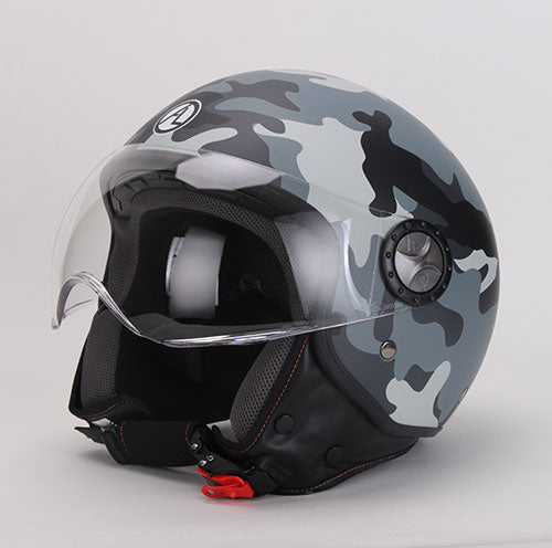 CASCO DEMI-JET VISIERA ELICOTTERISTA GRIGIO