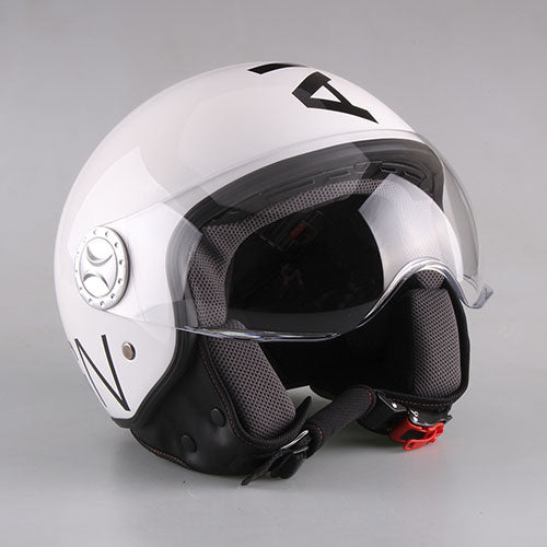 CASCO DEMI-JET VISIERA ELICOTTERISTA BIANCO LUCIDO