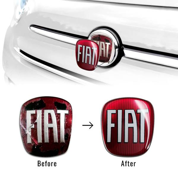 Placca adesiva 3D Fiat ROSSO - diam. 95mm (h 71mm)