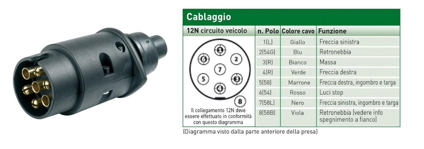 SPINA IN PLASTICA 7 POLI (12N) PER GANCIO TRAINO EPS0007