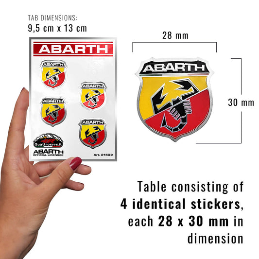 Adesivi Abarth Racing - 4pz scudetti dim. 28x30mm