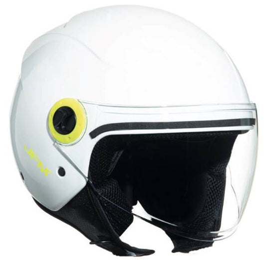 CASCO DEMIJET JFM Con Visiera lunga BIANCO LUCIDO cover GIALLO