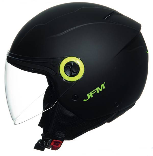 CASCO DEMIJET JFM Con Visiera lunga NERO OPACO cover GIALLO