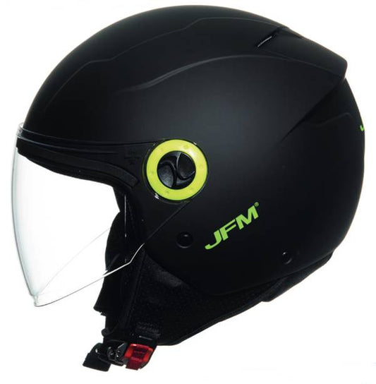 CASCO DEMIJET JFM Con Visiera lunga NERO OPACO cover GIALLO