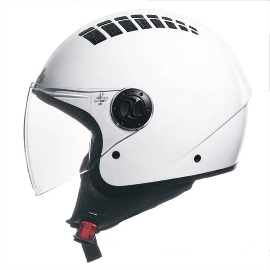 CASCO DEMIJET JFM Con Visiera Lunga BIANCO LUCIDO