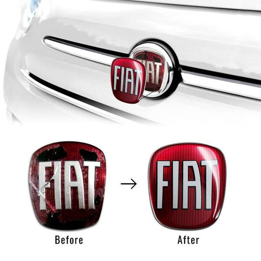 Placca adesiva 3D Fiat ROSSO - diam. 85mm (h 65mm)