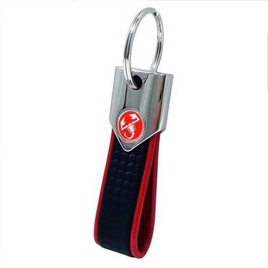 Portachiavi Abarth Carbon - logo rosso e scorpione bianco