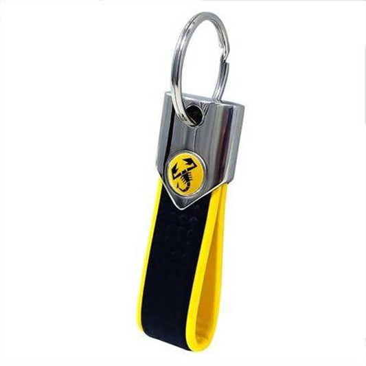 Portachiavi Abarth Carbon - logo giallo e scorpione nero